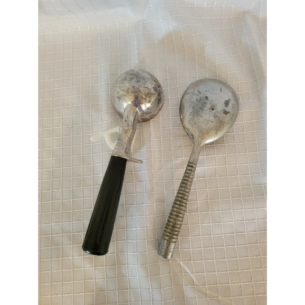 Vintage Ice Cream Scoop Set Mechanical Lever Disher and Aluminum Spade Silver